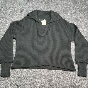 Free People Marlie Pullover Oversized Chunky Knit Sweater in Black - XS